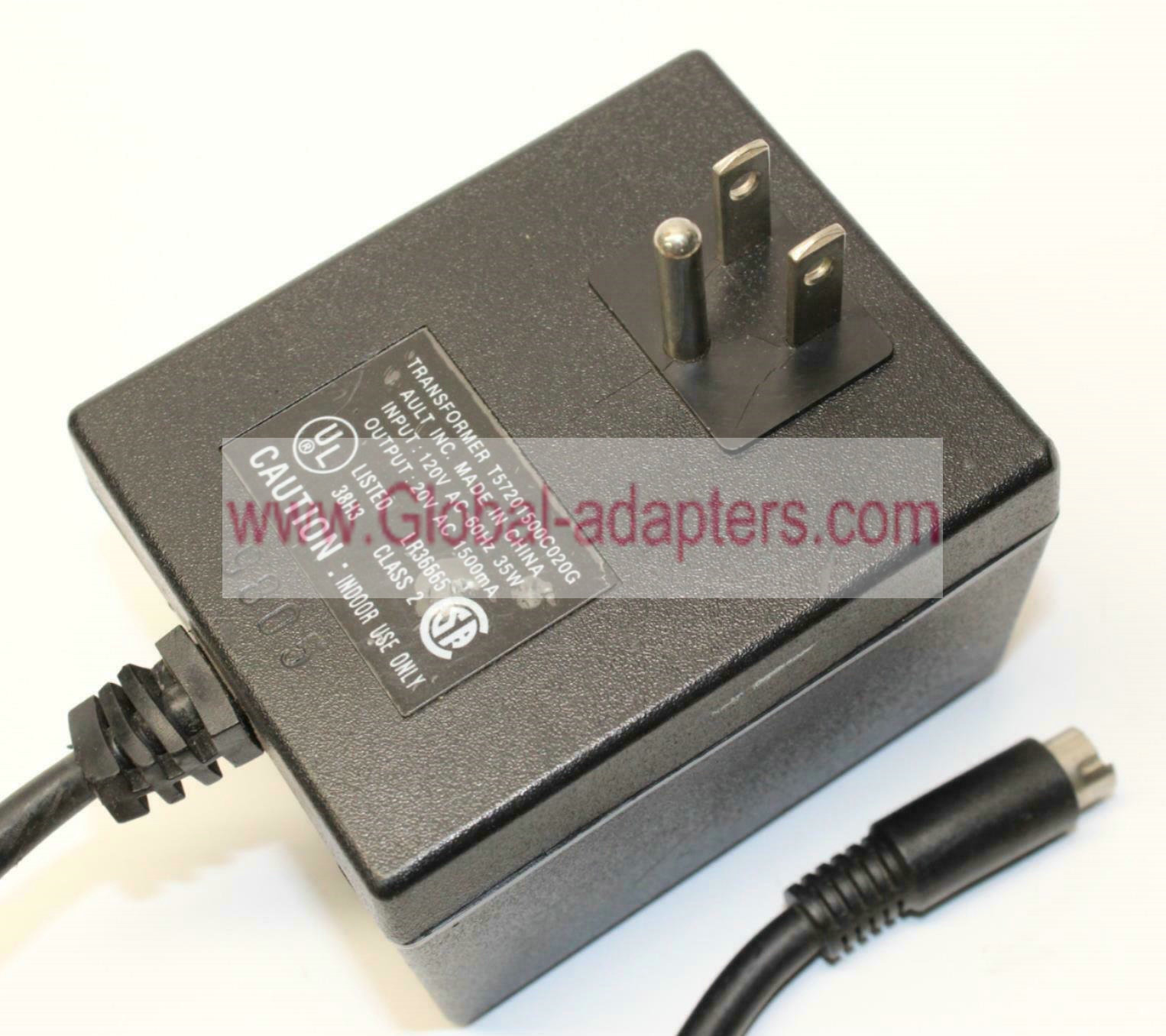 New Ault T57201500C020G Class 2 Transformer Power Supply 20VAC 1500mA AC Adapter Specification: Br